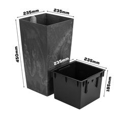 Горшок 19 л имитация бетона В 45 см Квадратный пластиковый горшок с бетонной структурой серый цена и информация | Горшки | pigu.lt