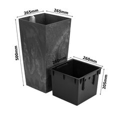 Горшок 26,6 л имитация бетона В 50 см Квадратный пластиковый горшок с бетонной структурой серый цена и информация | Вазоны | pigu.lt