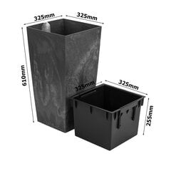 Горшок 49 л имитация бетона В 61 см Квадратный пластиковый горшок с бетонной структурой серый цена и информация | Вазоны | pigu.lt