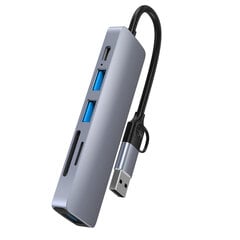 Šakotuvas Hub 6in1 USB/Micro SD/Type-C kaina ir informacija | Adapteriai, USB šakotuvai | pigu.lt