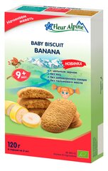 Ekologiški bananiniai sausainiai Fleur Alpine, nuo 9 mėnesių, 120 g kaina ir informacija | Užkandžiai, gėrimai vaikams | pigu.lt