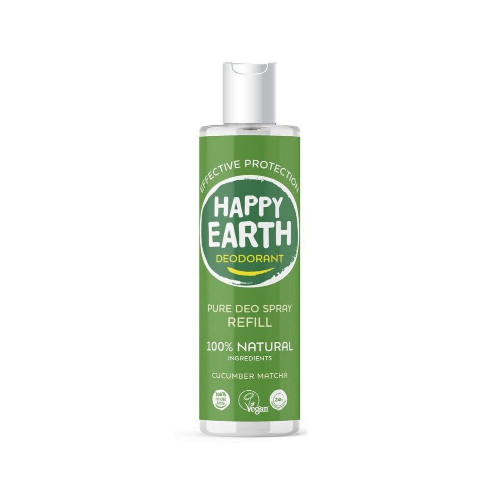Dezodoranto papildymas su gaiviu agurkų ir matcha aromatu Happy Earth, 300 ml цена и информация | Dezodorantai | pigu.lt
