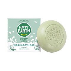 Натуральное увлажняющее детское мыло для тела без мыла с маслом какао Happy Earth 100% , 50г цена и информация | Косметика для мам и детей | pigu.lt