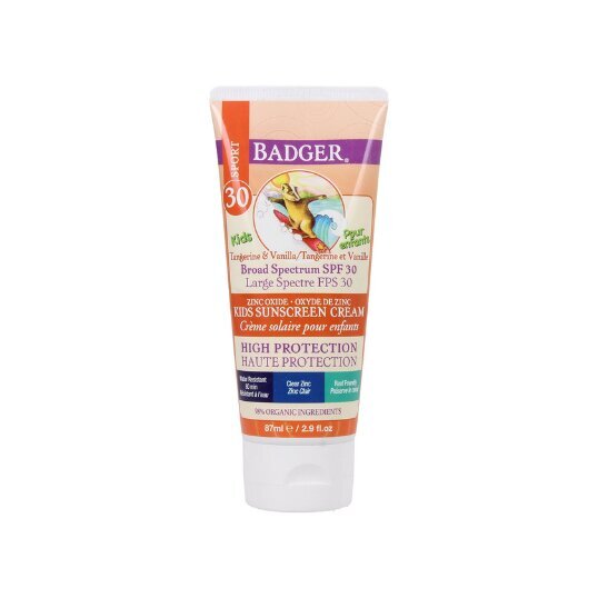 Mandarinų ir vanilės aromato apsauginis kremas nuo saulės Badger Balm SPF30 kūdikiams ir vaikams, 87 ml kaina ir informacija | Kremai nuo saulės | pigu.lt