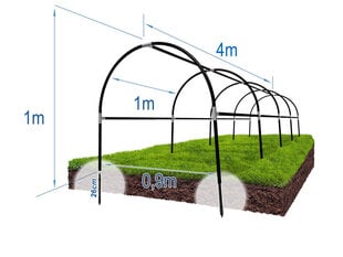 Каркас парника "4M" с 3 креплениями цена и информация | Теплицы | pigu.lt