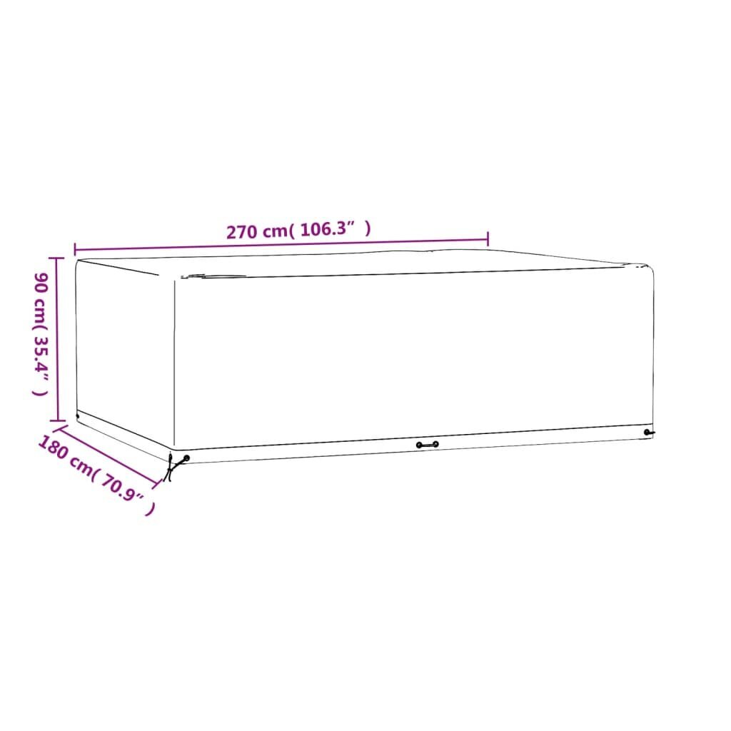 Lauko baldų uždangalas vidaXL, 270 x 180 x 90 cm, juodas цена и информация | Pagalvės, užvalkalai, apsaugos | pigu.lt