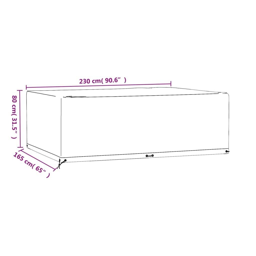 Lauko baldų uždangalas vidaXL, 230 x 165 x 80 cm, juodas kaina ir informacija | Pagalvės, užvalkalai, apsaugos | pigu.lt