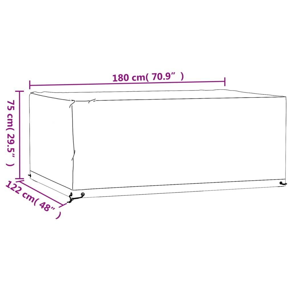 Lauko baldų uždangalas vidaXL, 180 x 122 x 75 cm, juodas цена и информация | Pagalvės, užvalkalai, apsaugos | pigu.lt