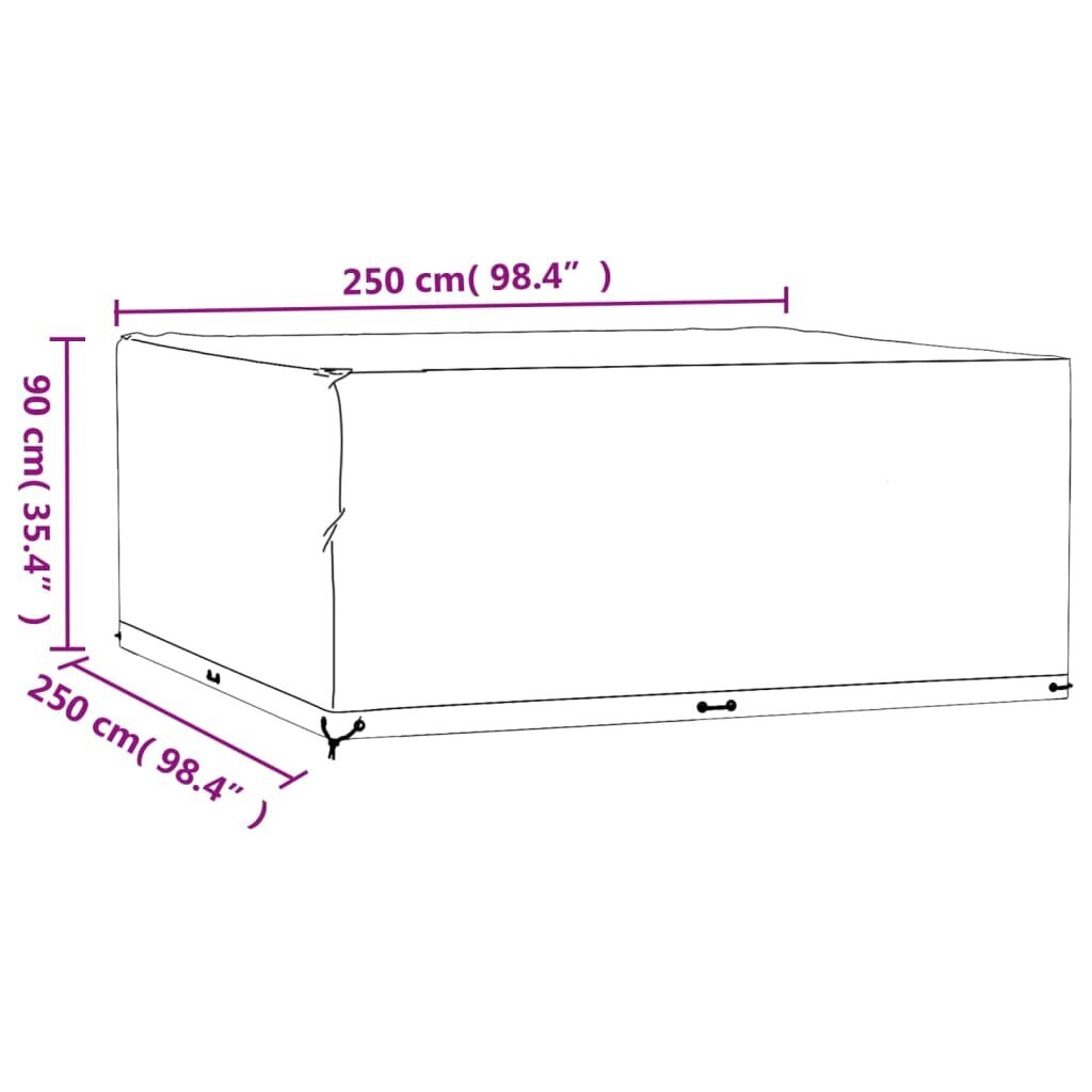 Lauko baldų uždangalas vidaXL, 250 x 250 x 90 cm, juodas kaina ir informacija | Pagalvės, užvalkalai, apsaugos | pigu.lt