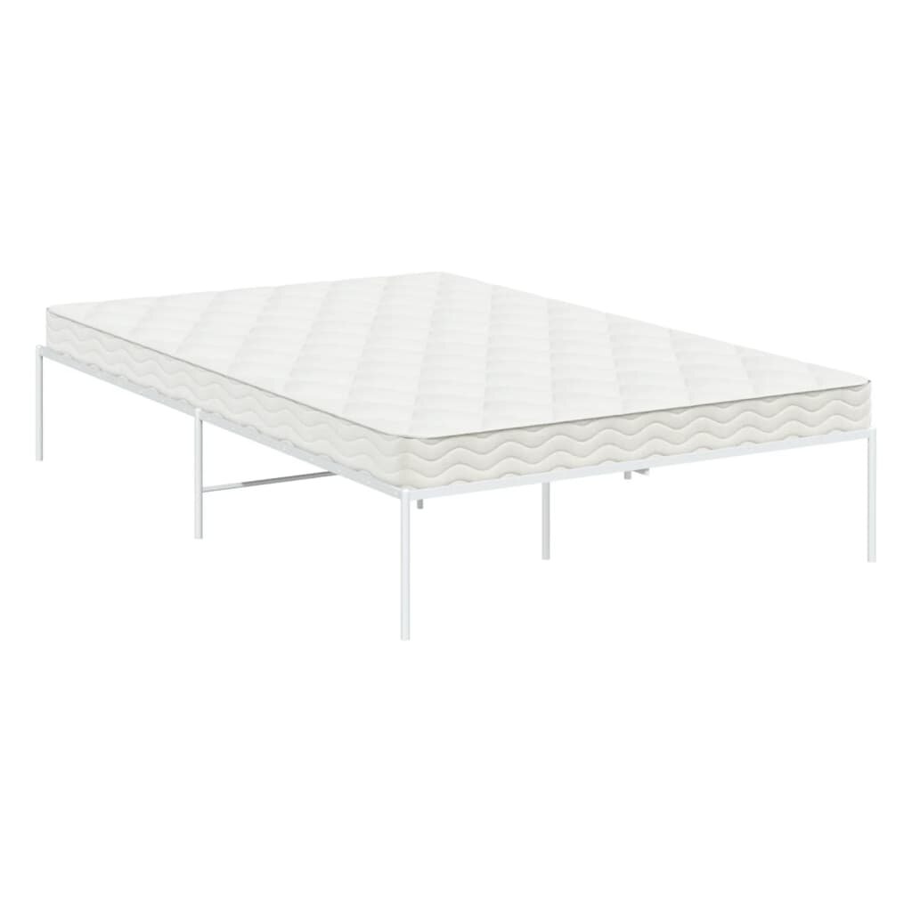vidaXL Metalinis lovos rėmas, baltos spalvos, 135x190cm kaina ir informacija | Lovos | pigu.lt
