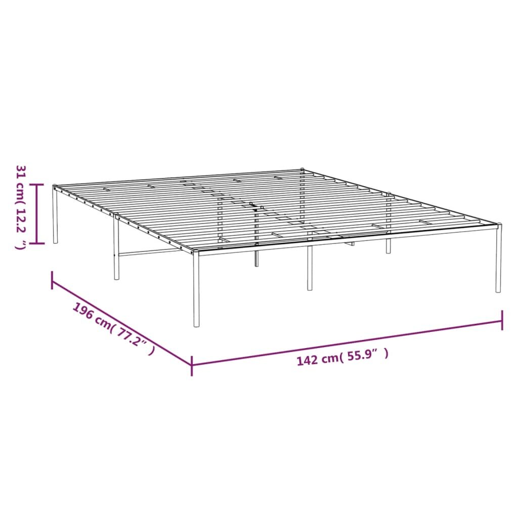 vidaXL Metalinis lovos rėmas, baltos spalvos, 135x190cm цена и информация | Lovos | pigu.lt