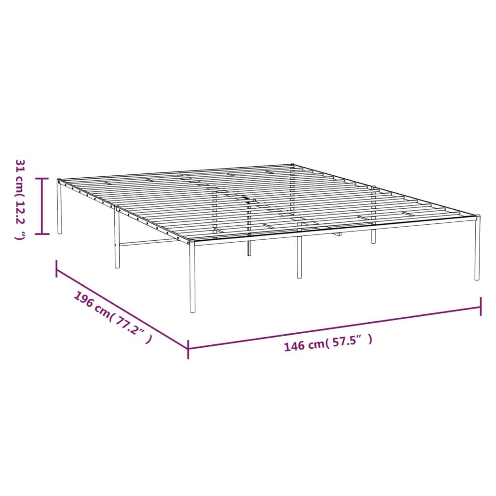 vidaXL Metalinis lovos rėmas, baltos spalvos, 140x190 cm цена и информация | Lovos | pigu.lt