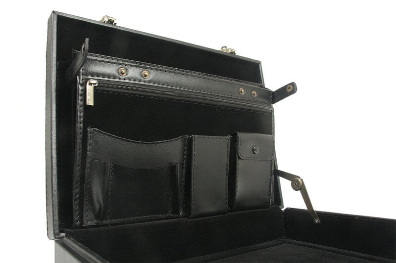 Maži odinis lagaminas Qstyle, juodas цена и информация | Lagaminai, kelioniniai krepšiai | pigu.lt