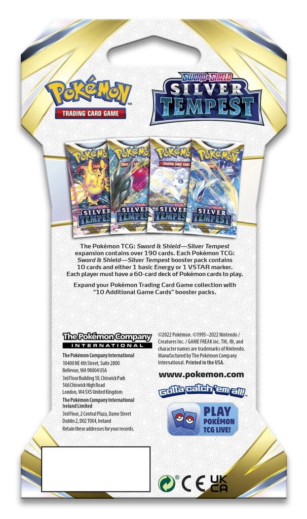 Žaidimas Pokemon TCG Sword & Shield Silver Tempest Sleeved Booster цена и информация | Stalo žaidimai, galvosūkiai | pigu.lt