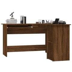 vidaXL Kampinis rašomasis stalas, rudas ąžuolo, 120x140x75cm, mediena цена и информация | Компьютерные, письменные столы | pigu.lt