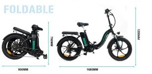 HITWAY BK6S E  bike 20-дюймовый складной велосипед с толстыми шинами, батарея 250 Вт / 36 В / 11,2 Ач, 35–90 км, внедорожный горный велосипед с 7 передачами Shimano, CityBike для мужчин и женщин цена и информация | Электровелосипеды | pigu.lt