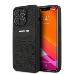 AMG AMHCP14LGSEBK iPhone 14 Pro 6,1" czarny|black hardcase Leather Debossed Lines цена и информация | Чехлы для телефонов | pigu.lt