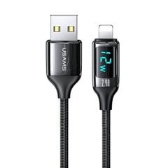 USAMS Kabel pleciony U78 lightning 1.2m LED 2.4A Fast Charging czarny|black SJ543USB01 (US-SJ543) цена и информация | Кабели для телефонов | pigu.lt