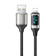 USAMS Kabel pleciony U78 lightning 1.2m LED 2.4A Fast Charging silver black SJ543USB02 (US-SJ543) цена и информация | Кабели для телефонов | pigu.lt