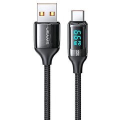 USAMS U78 USB-C braided cable  1,2 м LED 6A Fast Charging |black | SJ544USB01 (US-SJ544) цена и информация | Кабели для телефонов | pigu.lt