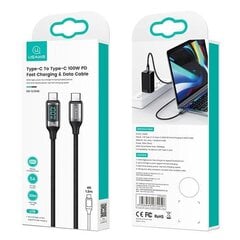 USAMS Kabel pleciony U78 USB-C na USB-C LED 1.2m 100W Fast Charging biały|white SJ546USB02 (US-SJ546) цена и информация | Кабели для телефонов | pigu.lt