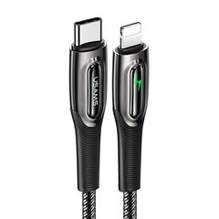 USAMS Kabel pleciony USB-C na Lightning Smart Power-off 20W PD Cable 1.2m czarny|black SJ518USB01 (US-SJ518) цена и информация | Кабели для телефонов | pigu.lt