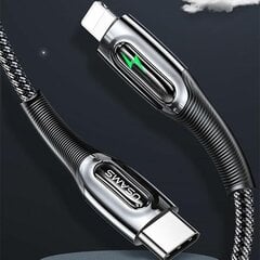 USAMS Kabel pleciony USB-C na Lightning Smart Power-off 20W PD Cable1.2m ciemny zielony|dark green SJ518USB02 (US-SJ518) цена и информация | Кабели для телефонов | pigu.lt