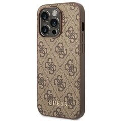 Guess GUHCP14LG4GFBR iPhone 14 Pro 6,1" brązowy|brown hard case 4G Metal Gold Logo цена и информация | Чехлы для телефонов | pigu.lt