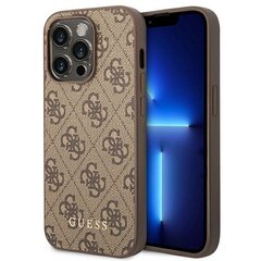 Guess GUHCP14LG4GFBR iPhone 14 Pro 6,1" brązowy|brown hard case 4G Metal Gold Logo цена и информация | Чехлы для телефонов | pigu.lt