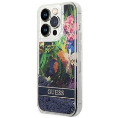 Guess GUHCP14XLFLSB iPhone 14 Pro Max 6,7" niebieski|blue hardcase Flower Liquid Glitter цена и информация | Чехлы для телефонов | pigu.lt