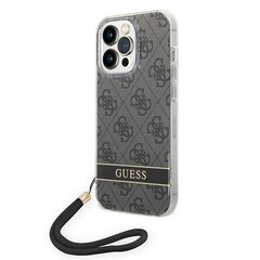 Guess GUOHCP14XH4STK iPhone 14 Pro Max 6,7" czarny|black hardcase 4G Print Strap цена и информация | Чехлы для телефонов | pigu.lt