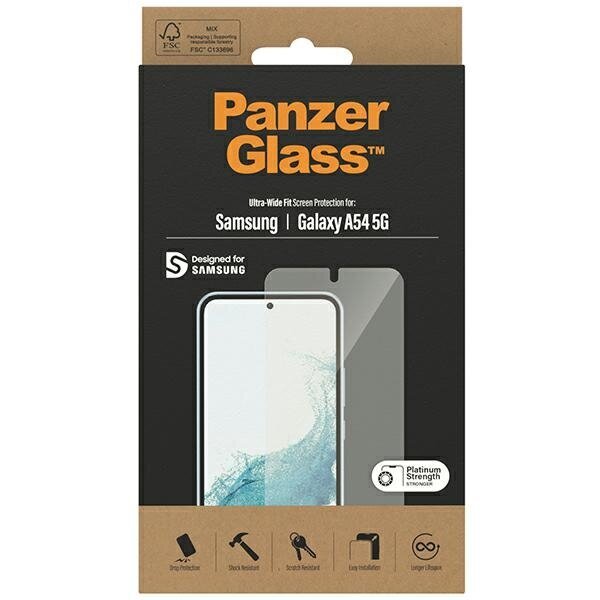 Apsauginis stiklas PanzerGlass Ultra-Wide Fit Samsung A54 5G kaina ir informacija | Apsauginės plėvelės telefonams | pigu.lt