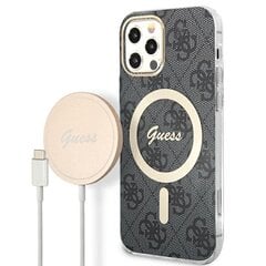 Zestaw Guess GUBPP12MH4EACSK Case+ Charger iPhone 12|12 Pro czarny|black hard case 4G Print MagSafe цена и информация | Чехлы для телефонов | pigu.lt