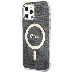 Zestaw Guess GUBPP12MH4EACSK Case+ Charger iPhone 12|12 Pro czarny|black hard case 4G Print MagSafe цена и информация | Чехлы для телефонов | pigu.lt