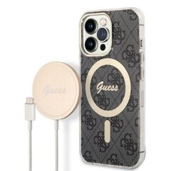 Zestaw Guess GUBPP13LH4EACSK Case+ Charger iPhone 13 Pro czarny|black hard case 4G Print MagSafe цена и информация | Чехлы для телефонов | pigu.lt