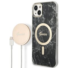 Zestaw Guess GUBPP14MHMEACSK Case+ Charger iPhone 14 Plus 6,7" czarny|black hard case Marble MagSafe цена и информация | Чехлы для телефонов | pigu.lt