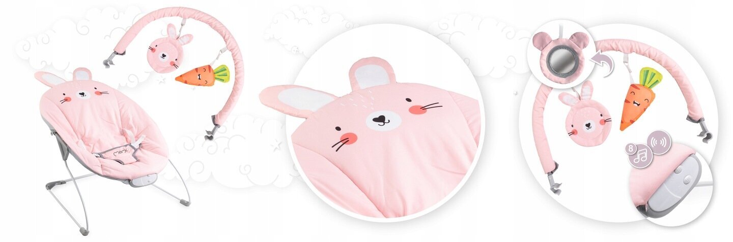 Gultukas MoMi Glossy 3in1, pink bunny kaina ir informacija | Gultukai ir sūpynės | pigu.lt