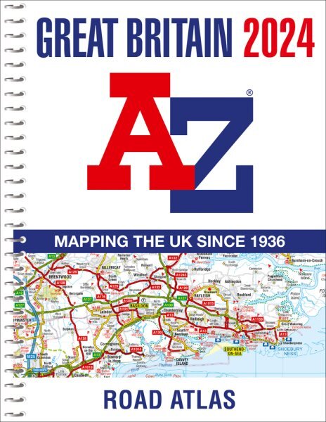 Great Britain A-Z Road Atlas 2024 (A4 Spiral) kaina ir informacija | Kelionių vadovai, aprašymai | pigu.lt