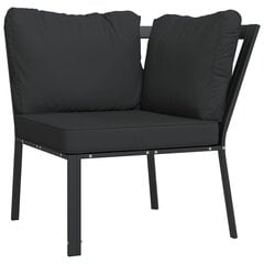 Sodo kėdė su pilkos spalvos pagalvėlėmis vidaXL, 76 x 76 x 79 cm, juodos цена и информация | Садовые стулья, кресла, пуфы | pigu.lt