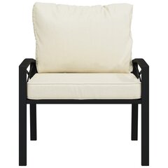Sodo kėdė su smėlio spalvos pagalvėlėmis vidaXL, 68 x 76 x 79 cm, juodos цена и информация | Садовые стулья, кресла, пуфы | pigu.lt
