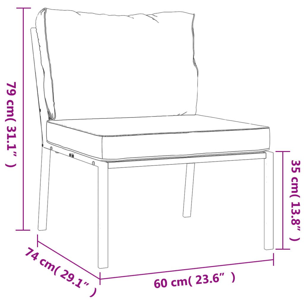 Sodo kėdės su pagalvėlėmis vidaXL, juodos/smėlio spalvos kaina ir informacija | Lauko kėdės, foteliai, pufai | pigu.lt