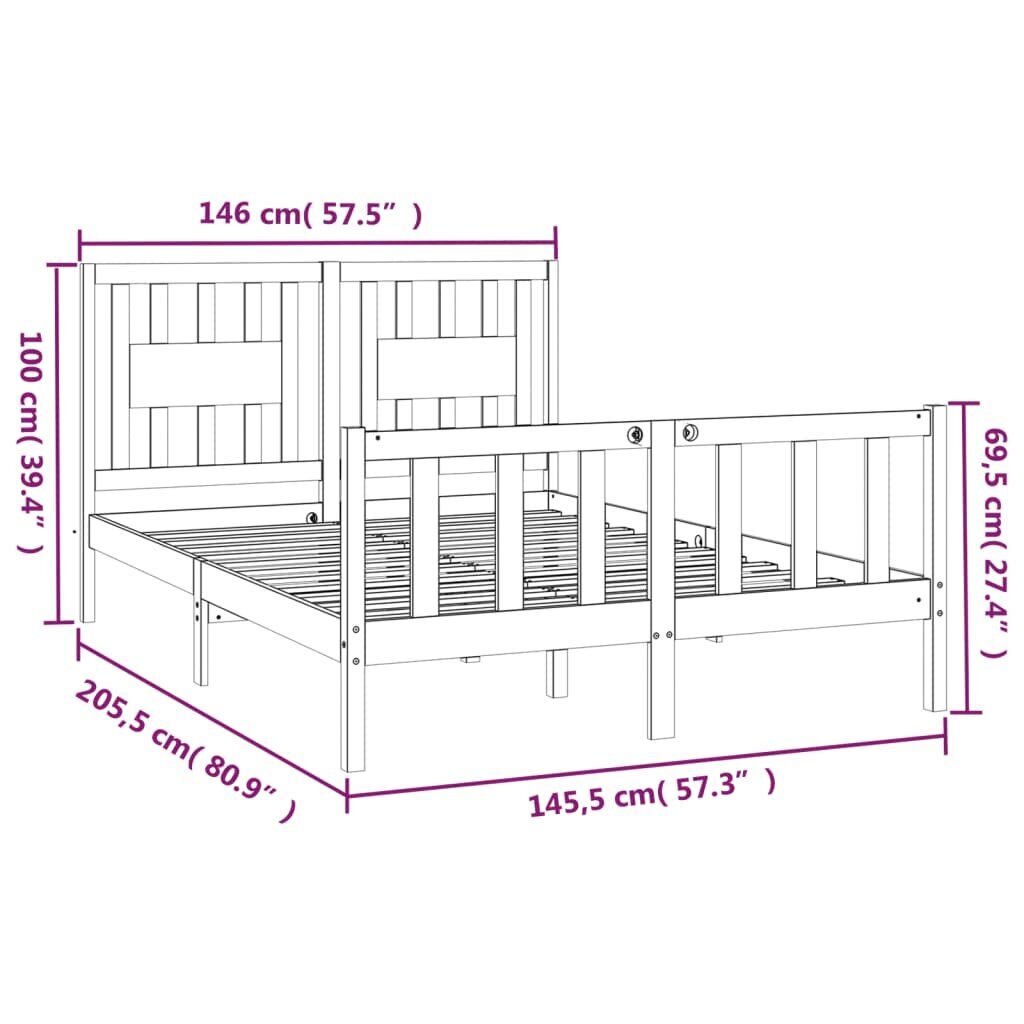 Lovos rėmas vidaXL, 140x200 cm, baltas kaina ir informacija | Lovos | pigu.lt