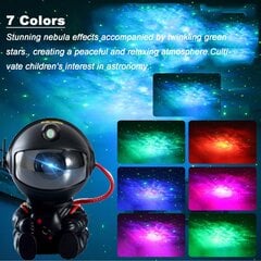 Светодиодный 3D-галактический и звездный проектор, ночник, астронавт (черный) цена и информация | Праздничные декорации | pigu.lt