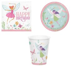 Праздничный набор "Лесные феи" - бумажные тарелки, стаканы и салфетки цена и информация | Праздничная одноразовая посуда | pigu.lt