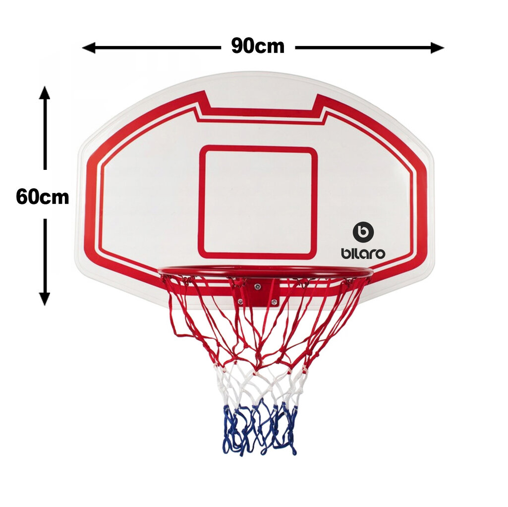Krepšinio lenta Bilaro Indiana 90x60cm, su lanku ir tinkleliu kaina ir informacija | Krepšinio lentos | pigu.lt