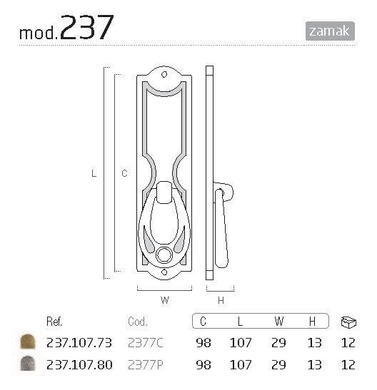 Rankena 237.107.73, 107mm, senovinė, matinė, 4 vnt. цена и информация | Baldų rankenėlės | pigu.lt