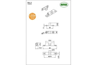 Fiksatorius 14, 60mm, senovinis, 6 vnt. kaina ir informacija | Kiti priedai baldams | pigu.lt