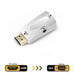 HDMI į VGA vaizdo konverteris / balta kaina ir informacija | Adapteriai, USB šakotuvai | pigu.lt