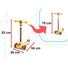 Riff Bērnu Trīs-riteņu Skrejritenis ar mīkstām gumijas 11cm LED gaismas riepām regulējamu Rāmi 55-70cm (Max 40kg) Bite kaina ir informacija | Paspirtukai | pigu.lt