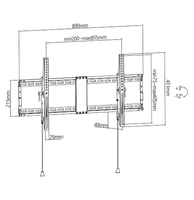 Gembird WM-90T-01 43-90” цена и информация | Televizorių laikikliai, tvirtinimai | pigu.lt